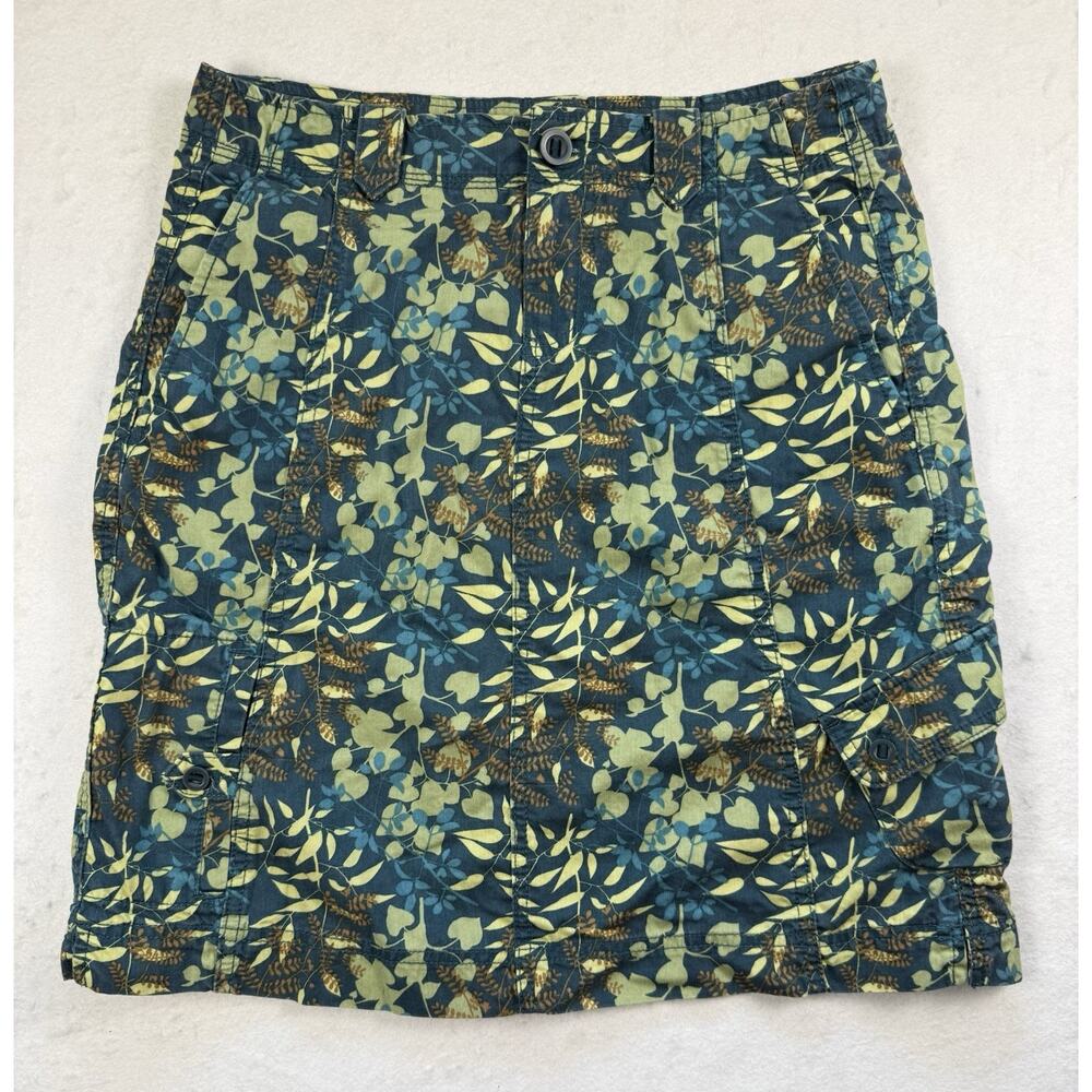 Eddie Bauer skirt 6 green leaves denim cargo pockets Preppy Cottagecore
